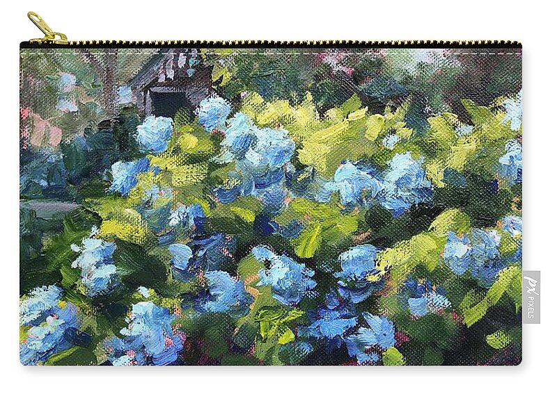 Cape Cod Garden Zip Pouch featuring the painting Hydrangea Bonanza by Barbara Hageman