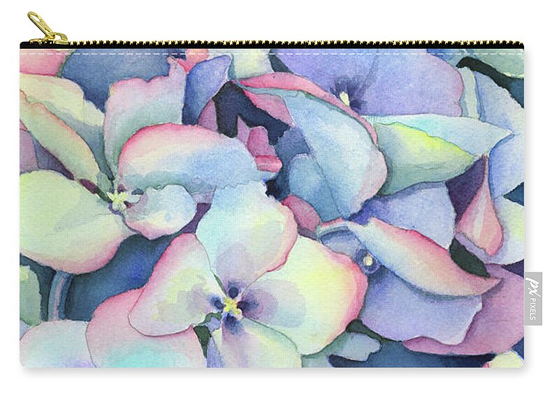 Face Mask Zip Pouch featuring the painting Hydrangea Study by Lois Blasberg