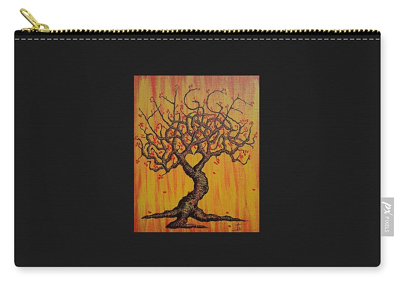 Hygge Zip Pouch featuring the drawing Hygge Love Tree by Aaron Bombalicki