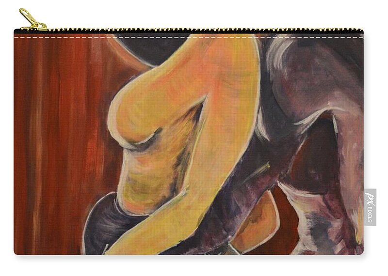 Abstract Zip Pouch featuring the painting I got you by Carmel Joseph