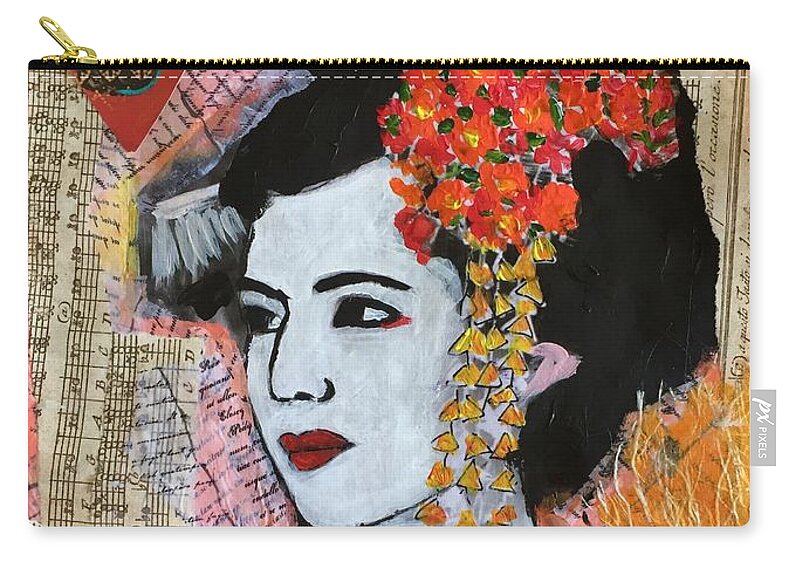 Confidence Zip Pouch featuring the mixed media I know who I am by Corina Stupu Thomas