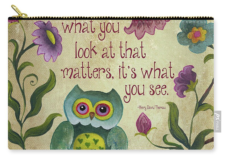 I Carry-all Pouch featuring the painting I Owl You I by Elizabeth Medley