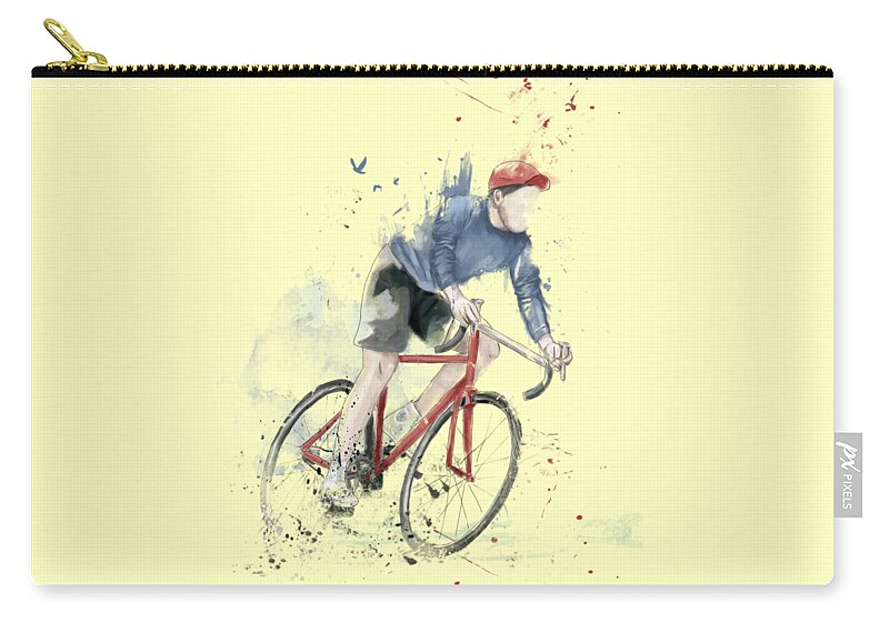 Bike Zip Pouch featuring the mixed media I want to ride my bicycle by Balazs Solti