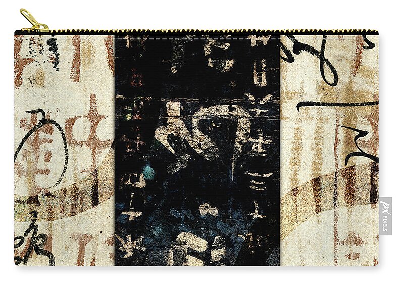 Japan Zip Pouch featuring the mixed media I Would Go Back There Tomorrow Panel Square 3 by Carol Leigh