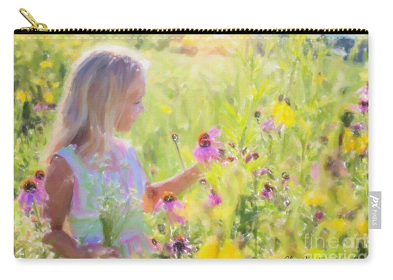 Sunshine Zip Pouch featuring the painting I would pick more daisies ... by Chris Armytage