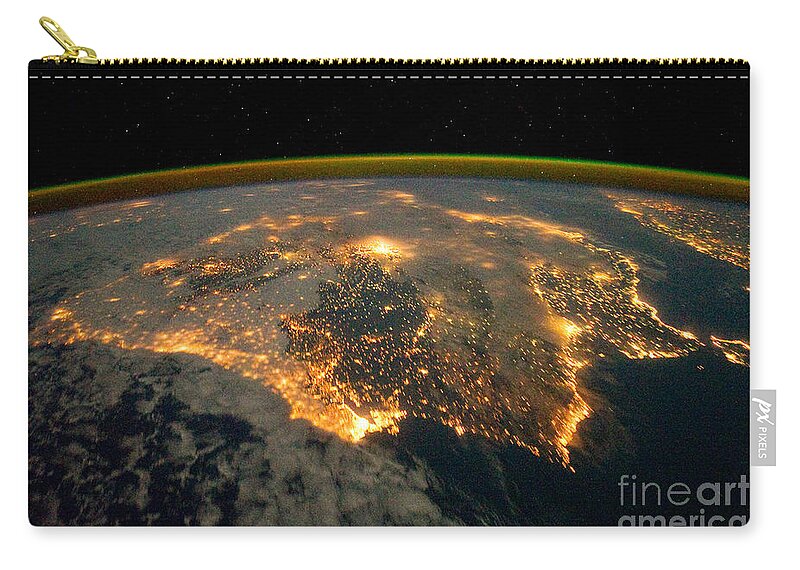 Aerial Zip Pouch featuring the photograph Iberian Peninsula from Space by NASA Johnson Space Center