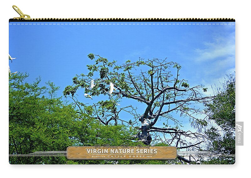 Cattle Egret Zip Pouch featuring the photograph Ibis Risen - Virgin Nature Series by Climate Change VI - Sales
