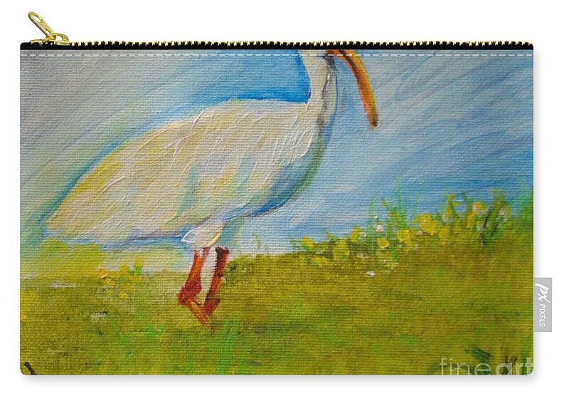 Ibis Zip Pouch featuring the painting Ibis by Saundra Johnson