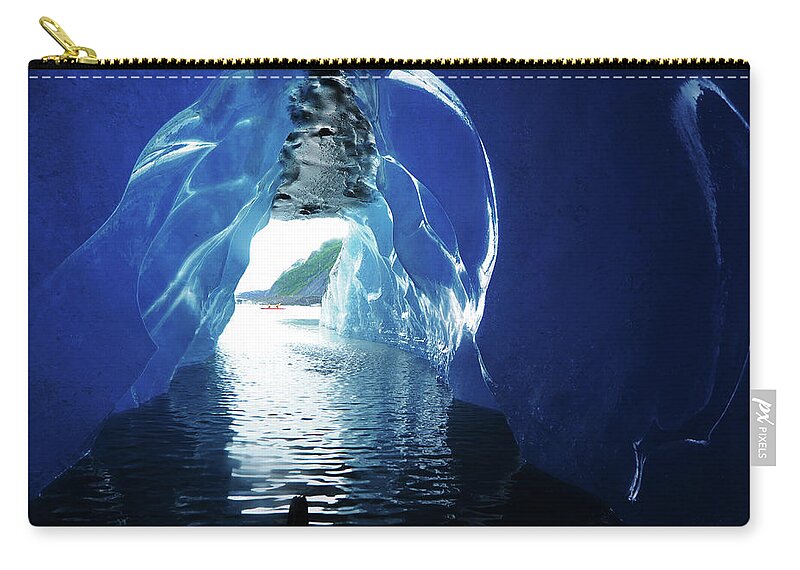 Tranquility Zip Pouch featuring the photograph Ice Cave In Iceberg by Piriya Photography