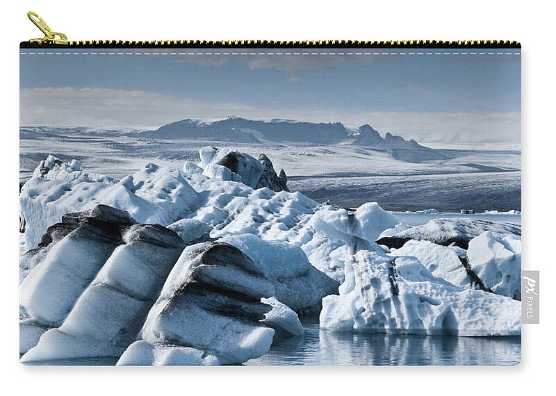 Iceberg Zip Pouch featuring the photograph Icebergs In Iceland by Icelandic Landscape