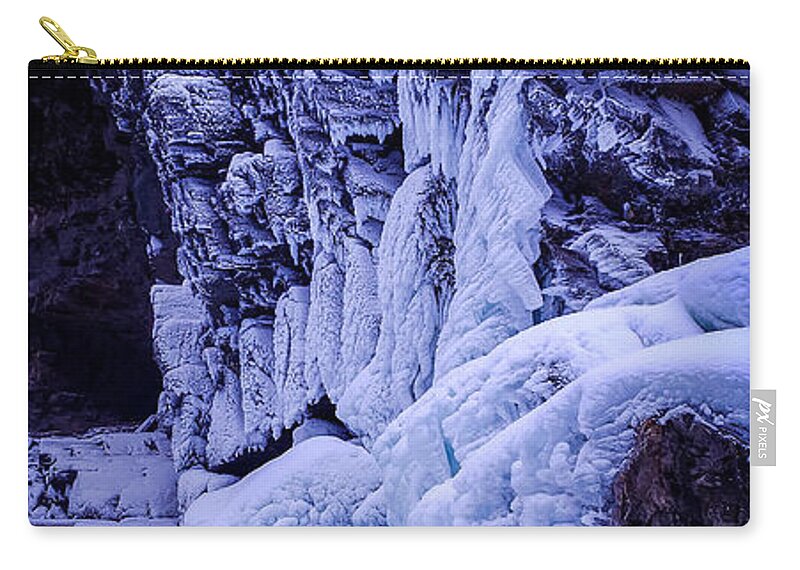 Ice Zip Pouch featuring the photograph Iced rock by Thomas Nay