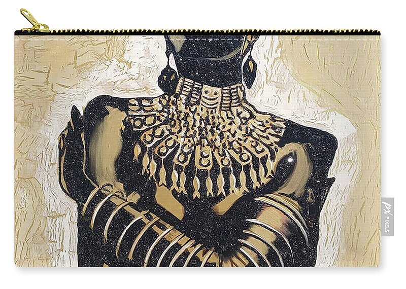 Contemporary Black Art Zip Pouch featuring the painting IChooseMe by Femme Blaicasso