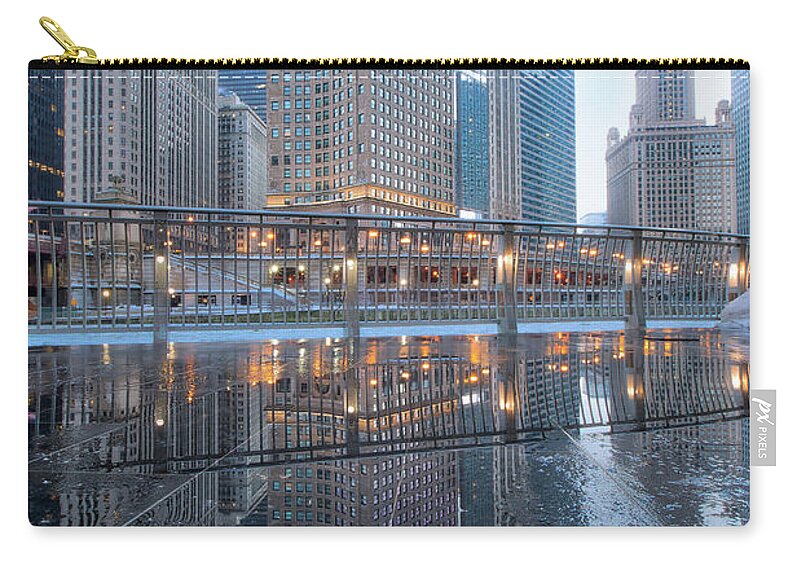 Chicago Zip Pouch featuring the photograph Icy Reflections by Raf Winterpacht