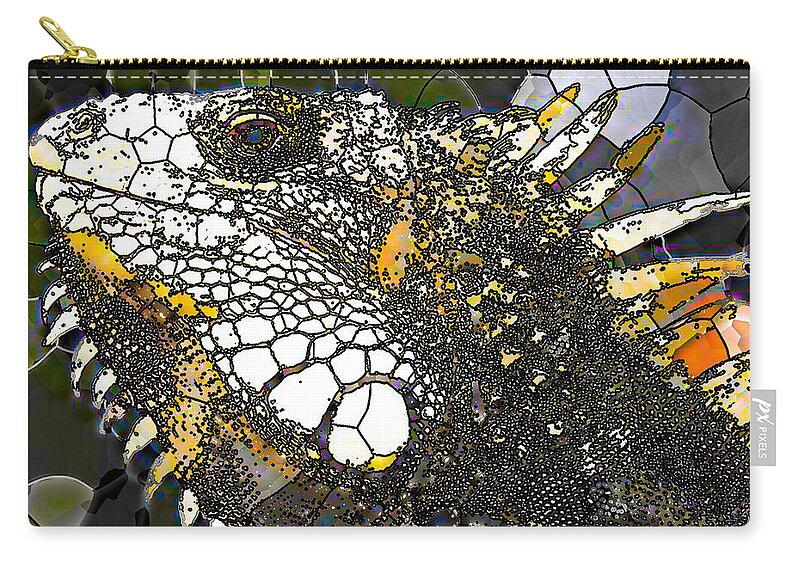 Iguana Zip Pouch featuring the painting Iguana 2 by Jeelan Clark