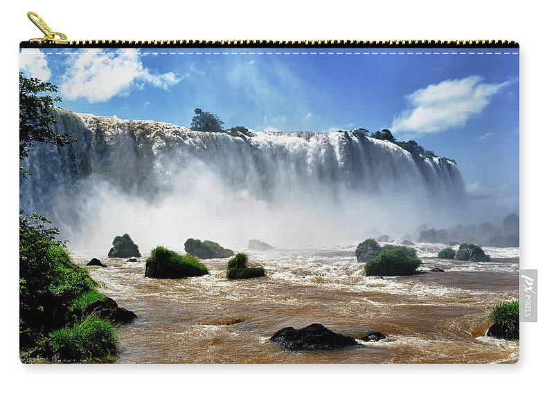 Scenics Zip Pouch featuring the photograph Iguazu Falls by Vlad Bezden