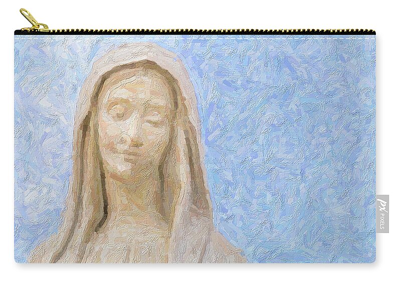 Christ Zip Pouch featuring the photograph illustration of Our Lady of Medjugorje by Vivida Photo PC