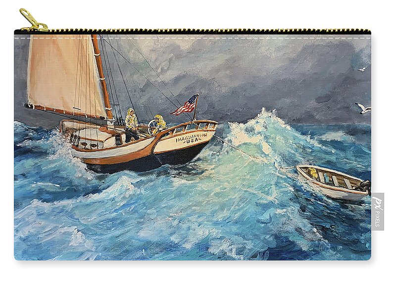 Oceans Cape Zip Pouch featuring the painting Imagine by Alan Lakin