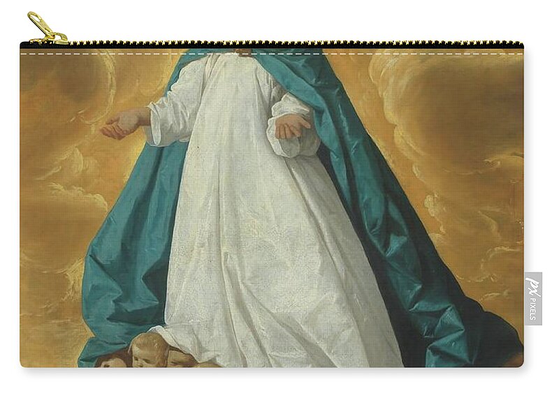 Francisco De Zurbaran Zip Pouch featuring the painting 'Immaculate Conception'. Ca. 1635. Oil on canvas. VIRGIN MARY. by Francisco de Zurbaran -c 1598-1664-