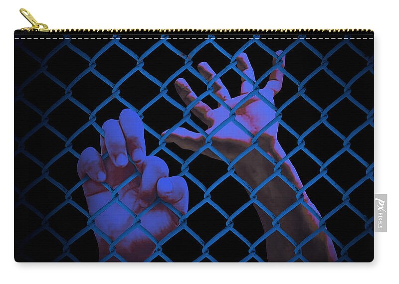 Immigration Zip Pouch featuring the digital art Immigrant Hostages by M Spadecaller