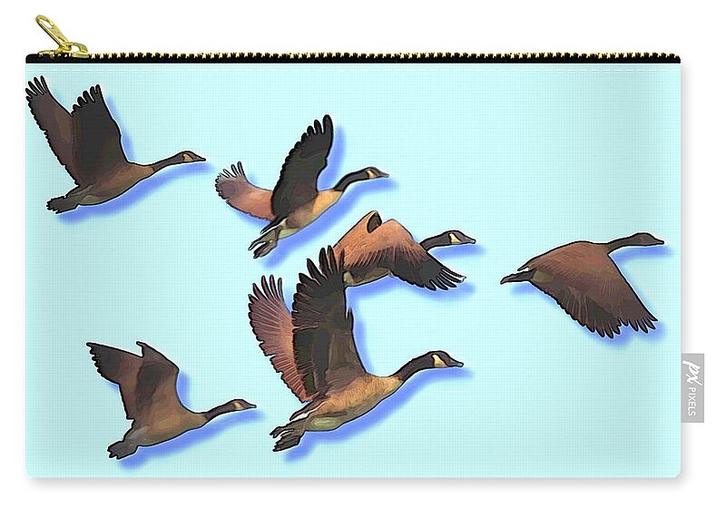 Geese Zip Pouch featuring the photograph In Formation by Robert Bissett