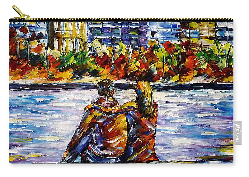 People In Autumn Carry-all Pouch featuring the painting In Front Of Big City by Mirek Kuzniar