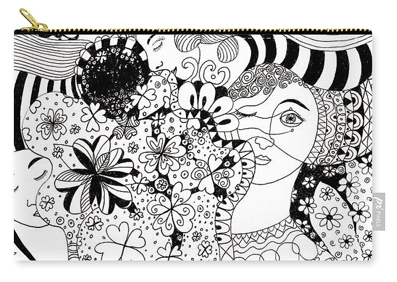 In Light And Dark By Helena Tiainen Carry-all Pouch featuring the drawing In Light And Dark by Helena Tiainen