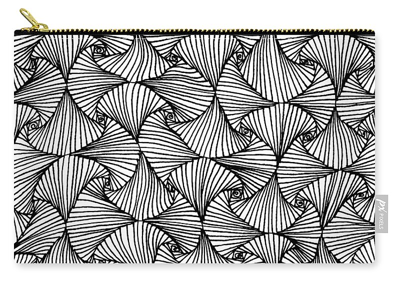 Black And White Zip Pouch featuring the drawing In The Moment by A Mad Doodler