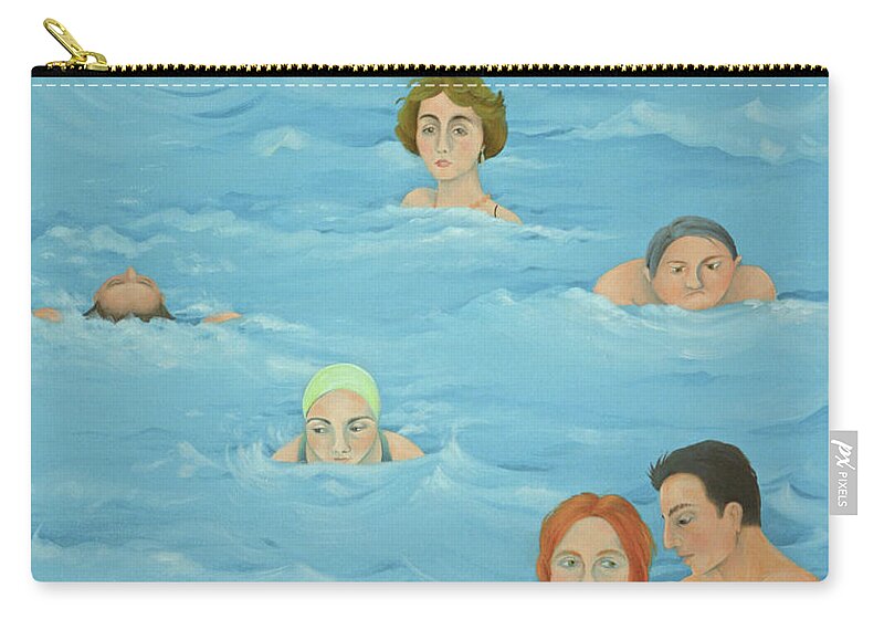 Art Zip Pouch featuring the painting In The Pool, 2016 by Magdolna Ban