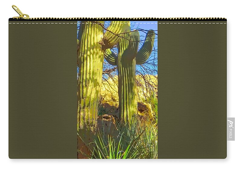 Arboretum Carry-all Pouch featuring the photograph In the Shadow of Saguaros by Judy Kennedy