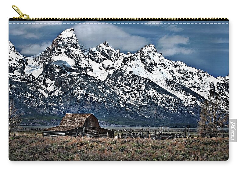 Mountains Zip Pouch featuring the photograph In the shadow of the Tetons by John Christopher