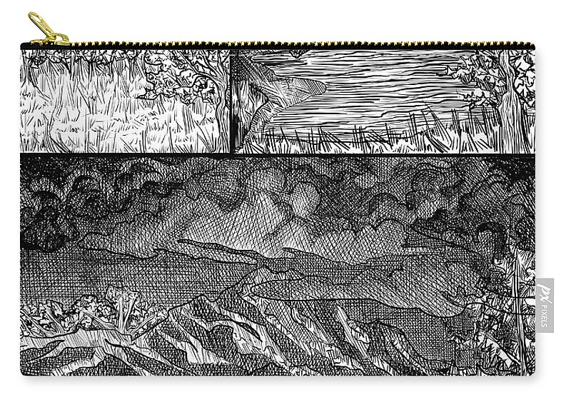 Digital Pen And Ink Zip Pouch featuring the digital art Incoming Storm by Angela Weddle