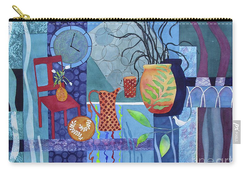 Abstracted Still Life Zip Pouch featuring the painting Indelible Memories II by Vicki Brevell