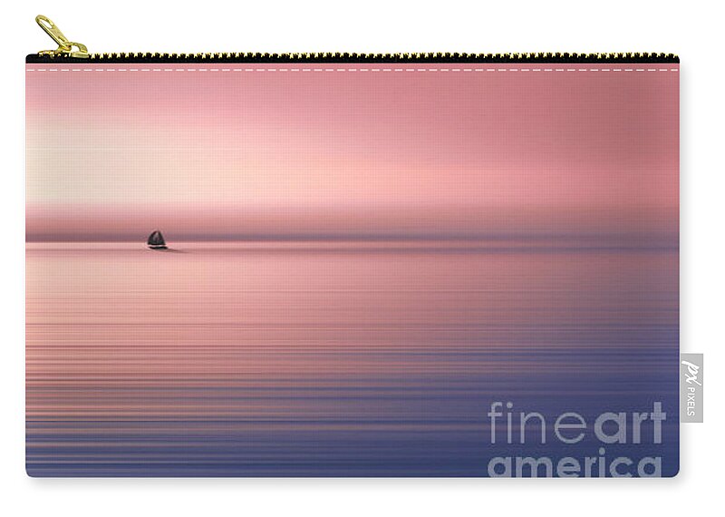 Boat Zip Pouch featuring the photograph India Colors - Abstract Wide Sunrise and Boat by Stefano Senise