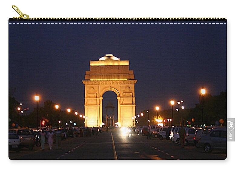 Arch Zip Pouch featuring the photograph India Gate At Night by Ramesh Lalwani