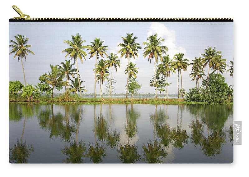 Scenics Zip Pouch featuring the photograph India, Kerala, Alappuzha, Palm Trees by Sydney James