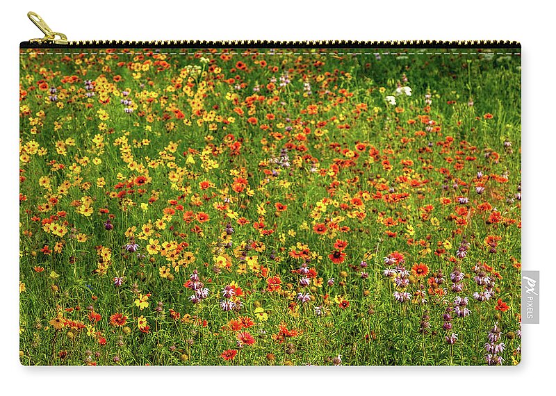 Texas Wildflowers Zip Pouch featuring the photograph Indian Blanket Spring by Johnny Boyd