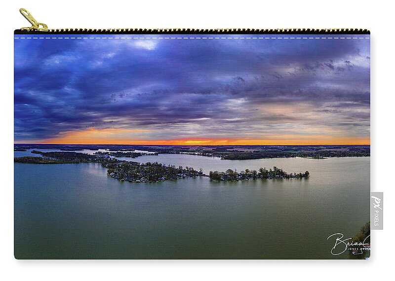  Zip Pouch featuring the photograph Indian Isle Sunrise by Brian Jones