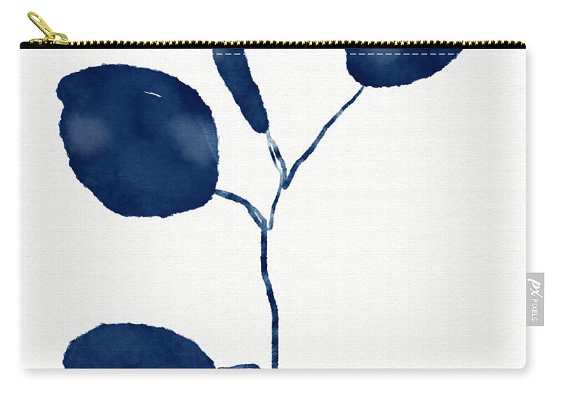 Botanical Carry-all Pouch featuring the mixed media Indigo Eucalyptus 2- Art by Linda Woods by Linda Woods
