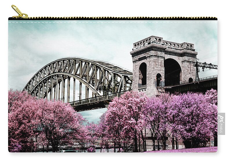 Hellgate Bridge Zip Pouch featuring the photograph Infrared Pink by Cate Franklyn