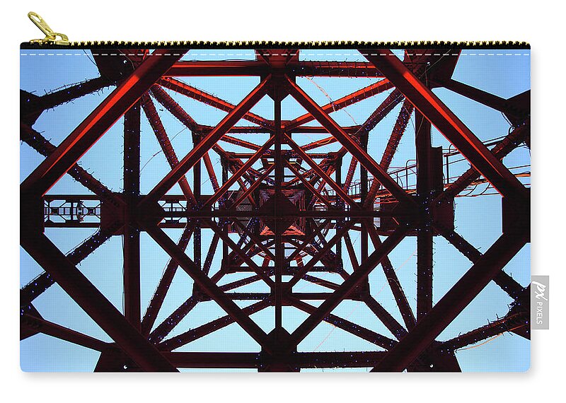 Built Structure Zip Pouch featuring the photograph Inside Tower Of Crane by Masahiro Hayata