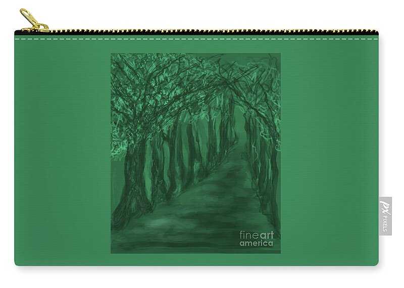 Love Green Zip Pouch featuring the digital art Into the Forest by Annette M Stevenson