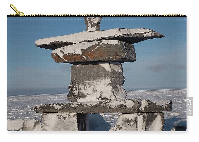 Churchill Zip Pouch featuring the photograph Inuksuk by Minnie Gallman