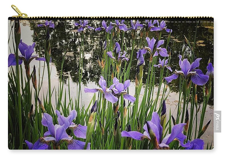 Flowering Iris Zip Pouch featuring the photograph Iris 2 by Mark Egerton