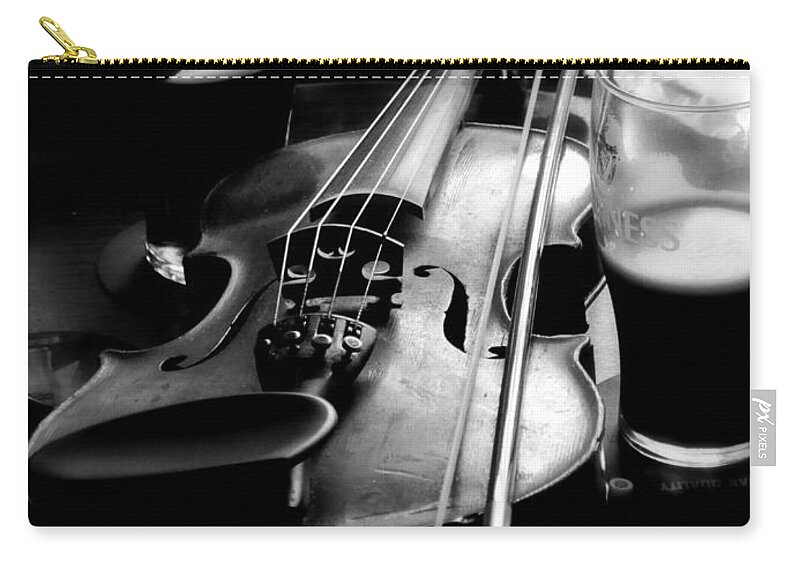 Magical Ireland Series By Lexa Harpell Zip Pouch featuring the photograph Irish Fiddle on a Break by Lexa Harpell