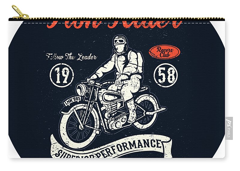Iron Zip Pouch featuring the digital art Iron Rider by Long Shot