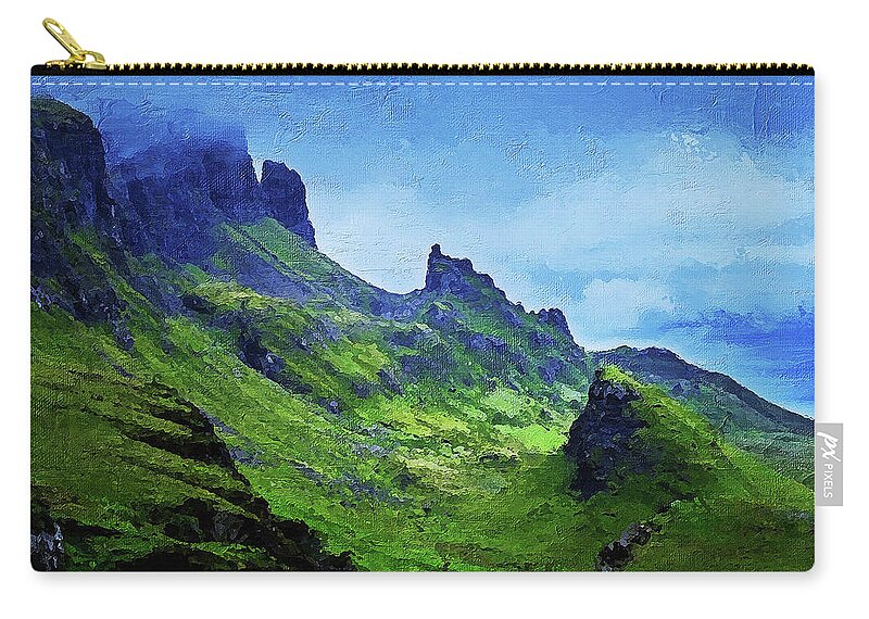 Isle Of Skye Zip Pouch featuring the painting Isle of Skye, Panorama - 01 by AM FineArtPrints