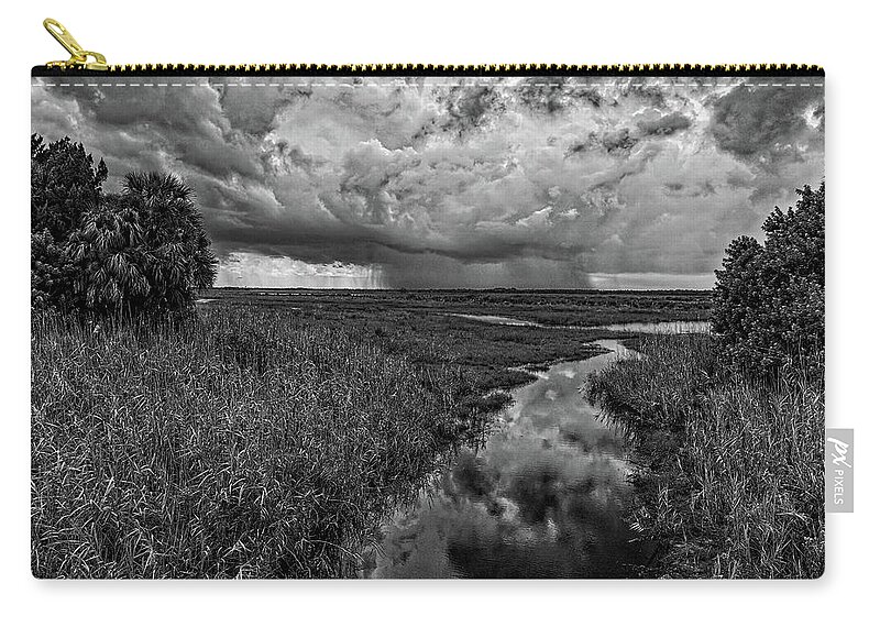 Monochrome Carry-all Pouch featuring the photograph Isolated Shower - BW by Christopher Holmes