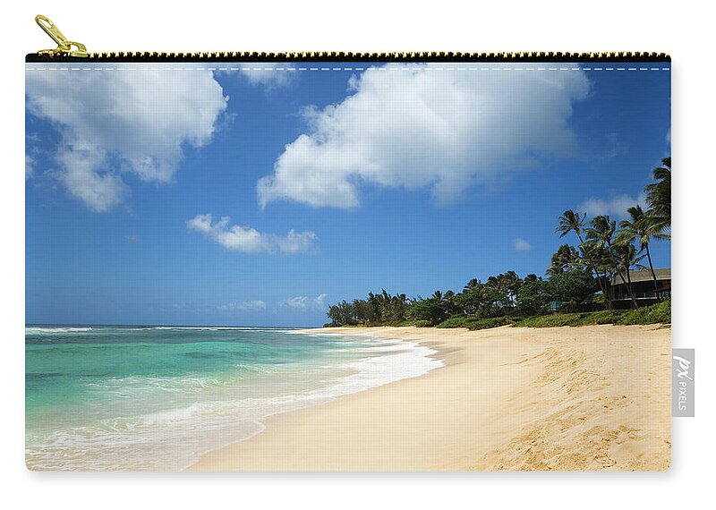 Waimea Bay Zip Pouch featuring the photograph Isolated Tropical Beach by Ranplett