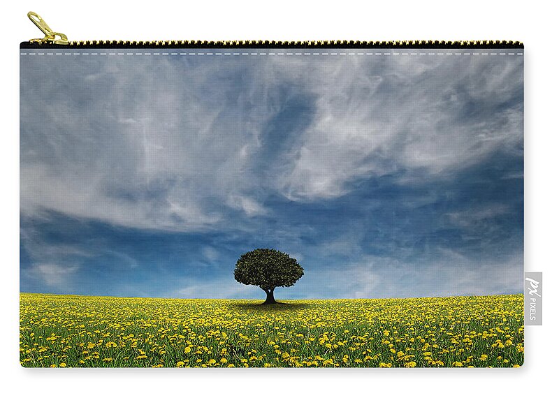 Scenics Zip Pouch featuring the photograph It Dandelion World by Carlos Gotay