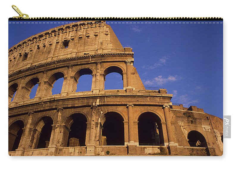 Arch Zip Pouch featuring the photograph Italy, Latium, Rome, Colosseum, Low by Stuart Gregory